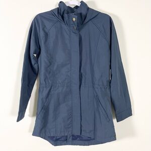O’Neill Womens Gayle Rain Jacket Insignia Blue Hooded Size Small Water Resistant